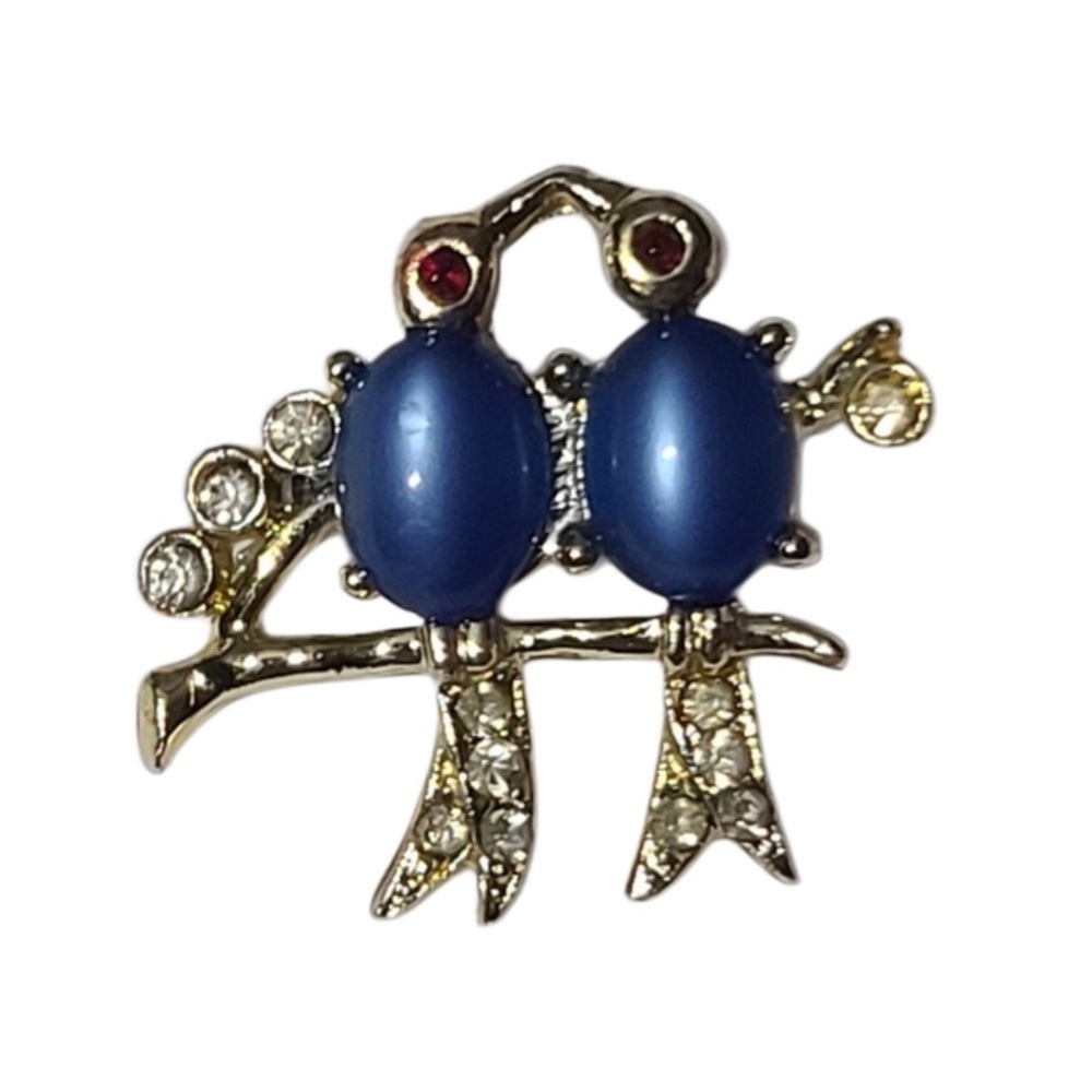 Vintage Jelly Belly Blue Love Birds Brooch